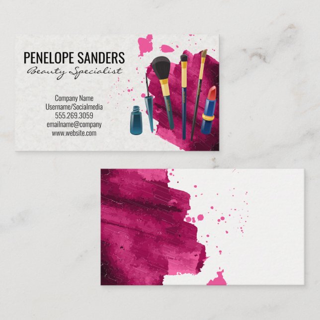 Makeup Artist Tools | Brush Stroke Business Card (Front/Back)
