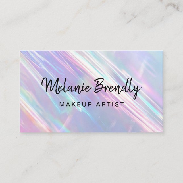Makeup Artist Trendy Holographic Business Card (Front)