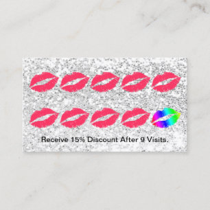 Makeup Artist Trendy Silver Sequins Loyalty Punch Card