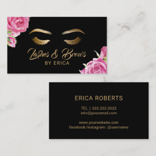 Makeup Artist Vintage Floral Lashes & Brows Business Card