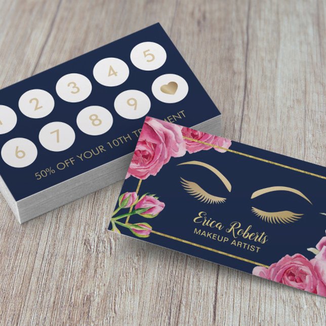 Makeup Artist Vintage Floral Navy Loyalty (Creator Uploaded)