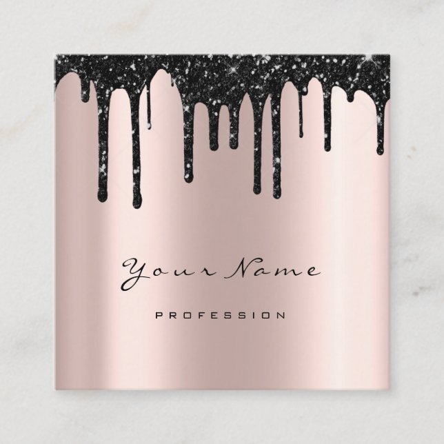 Makeup Artist Waxing Brows Black DripMicroblading Square Business Card (Front)