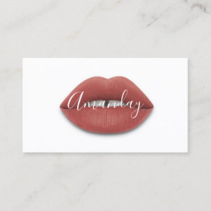 Makeup Artist White Rose Lips Logo QR Code Logo  Business Card