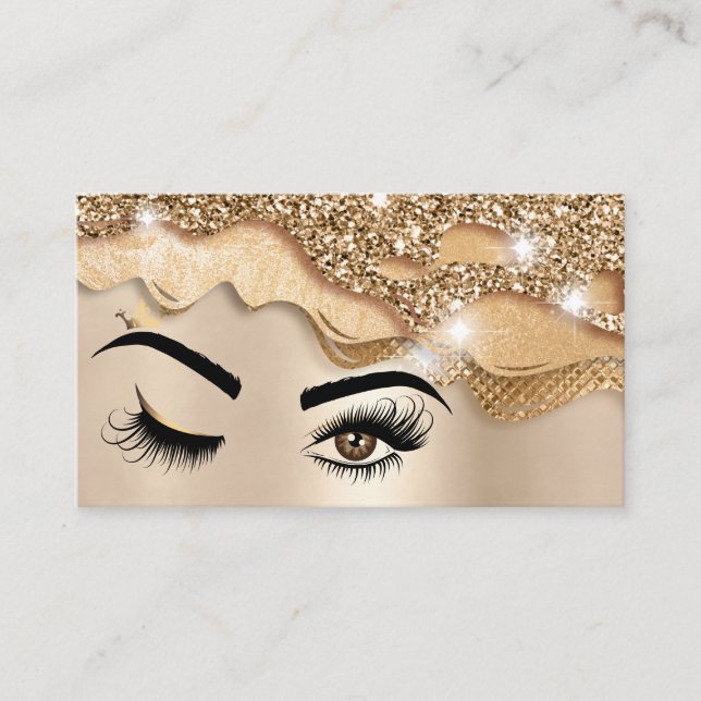 Makeup artist Wink Eye Beauty Salon dripping gold Business Card (Front)