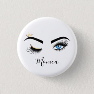 Makeup artist Wink Eye Blue Eye Beauty Salon Lash 1 Inch Round Button