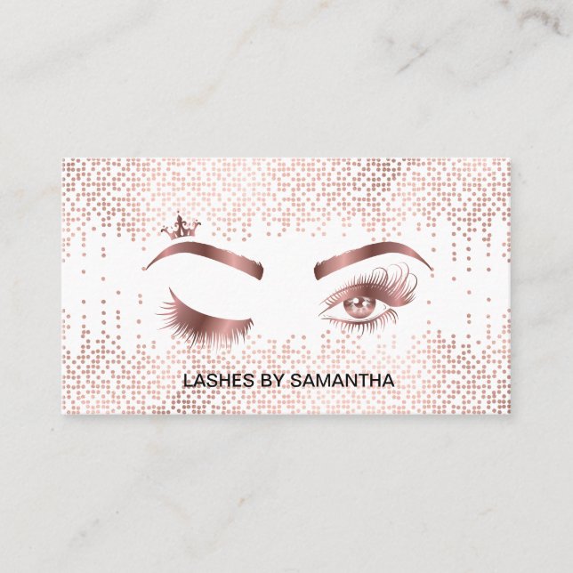 Makeup artist Wink Eye Gold Confetti Lashes Business Card (Front)