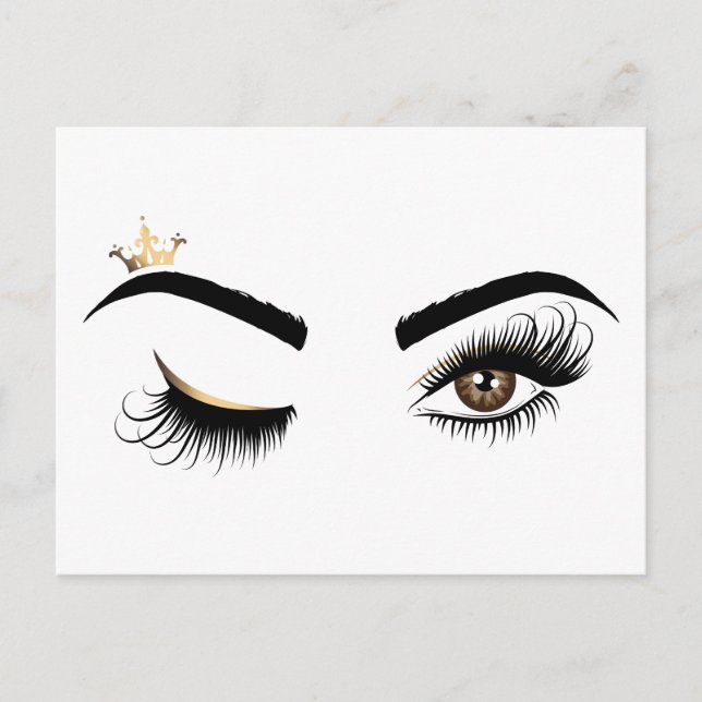 Makeup artist Wink Eye Queen Crown Lash Extension Postcard (Front)