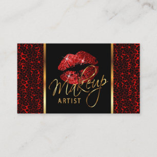Makeup Artist with Leopard Pattern / Red Lips Appointment Card