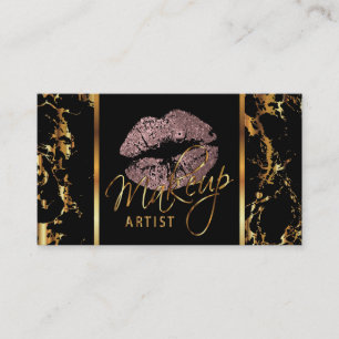 Makeup Artist with Marble Gold Accents Business Card