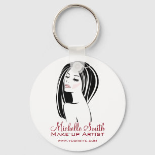 Makeup artist Woman Face long eyelashes branding Keychain