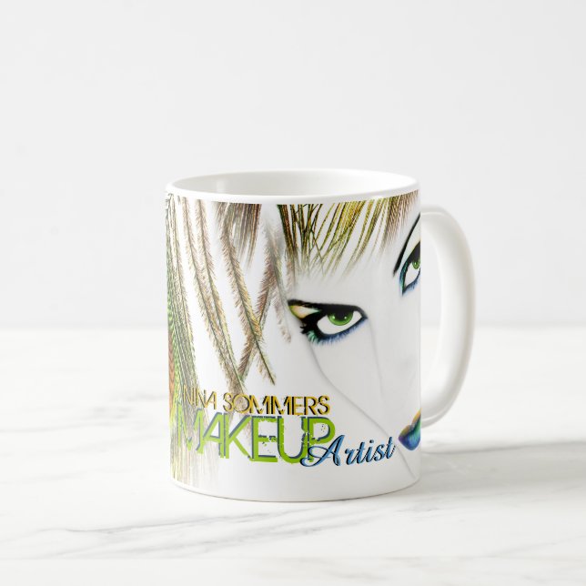 Makeup Artist Woman With Peacock Feather Coffee Mug (Front Right)