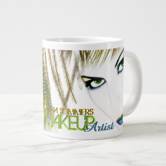Makeup Artist Woman With Peacock Feather Jumbo Large Coffee Mug