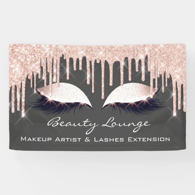 Makeup ArtistLashes Extension Rose Gold Grey Eyes Banner (Horizontal)