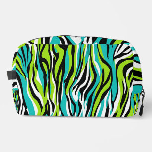 Makeup Bag Teal Blue Green Zebra Animal Print 