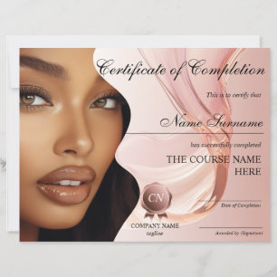 Makeup Beauty Certificate of Completion Award