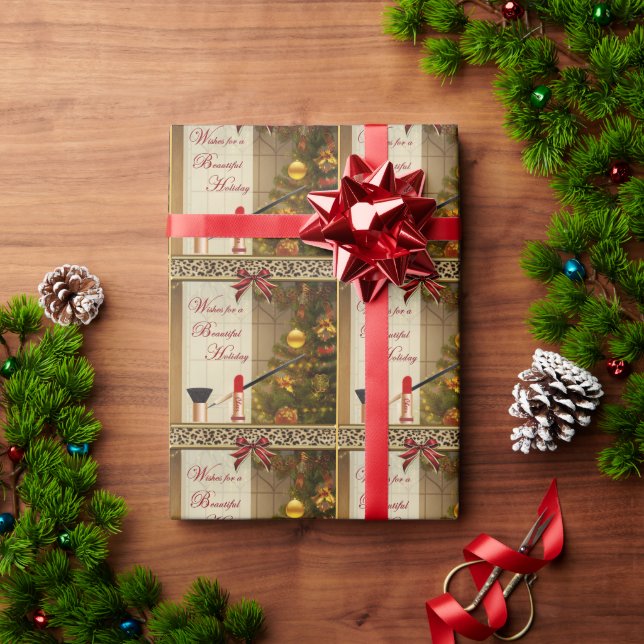 Makeup Beauty Cosmetics Christmas Wrapping Paper (Holiday Gift)