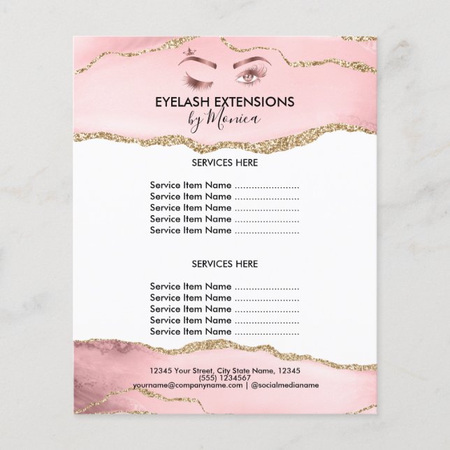 Makeup Beauty Lashes Salon Blush Pink Girly Modern Flyer (Front)