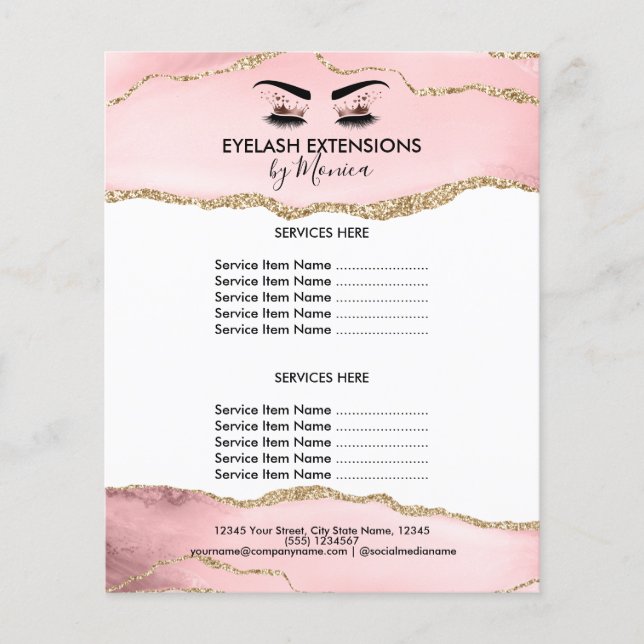 Makeup Beauty Lashes Salon Blush Pink Girly Modern Flyer (Front)