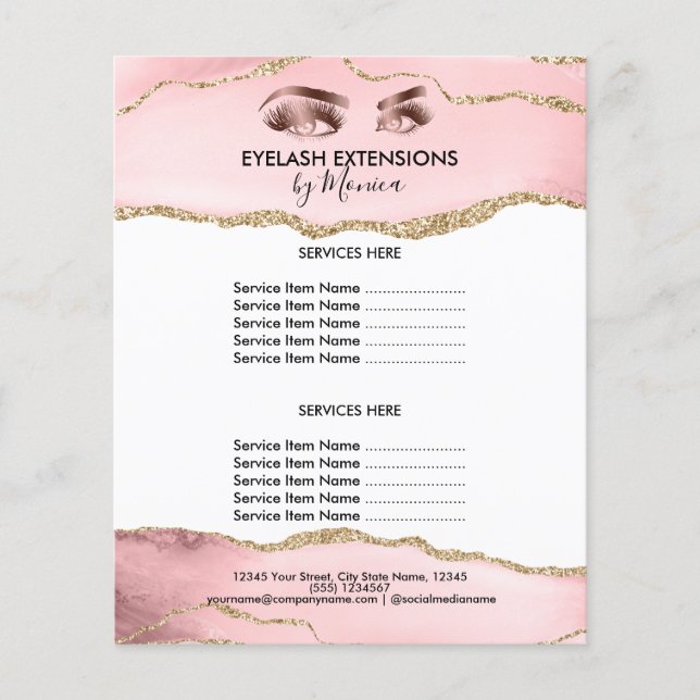 Makeup Beauty Lashes Salon Blush Pink Girly Modern Flyer (Front)