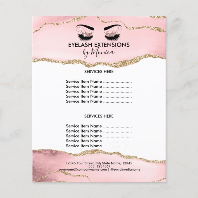Makeup Beauty Lashes Salon Blush Pink Girly Modern Flyer (Front)