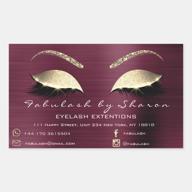 Makeup Beauty Salon Burgundy Adress Luxury Sticker (Front)