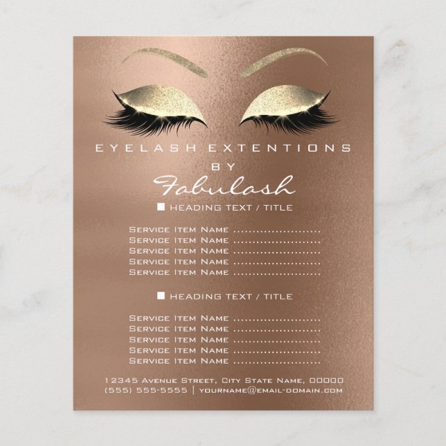 Makeup Beauty Salon Gold Glitter Flyer Coffe Lux (Front)