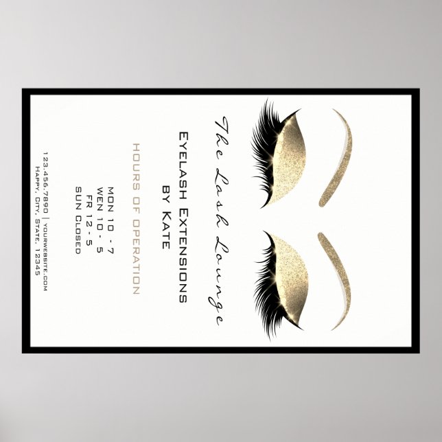 Makeup Beauty Salon Name Gold Glam Adress Opening Poster (Front)