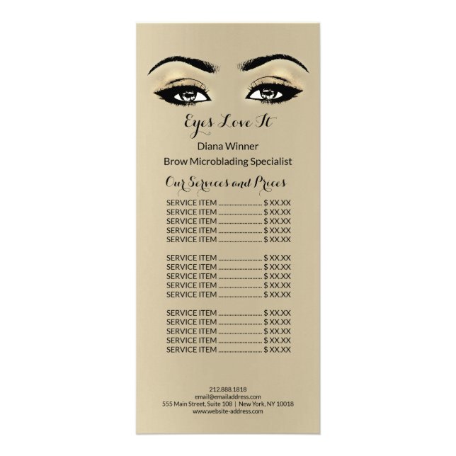 Makeup Beauty Salon Name Microblanding Lashes Rack Card (Front)