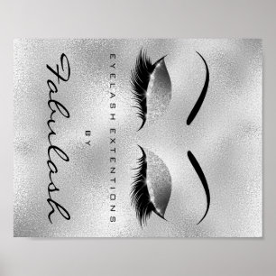 Makeup Beauty Salon Name Silver Glitter Eyebrows Poster