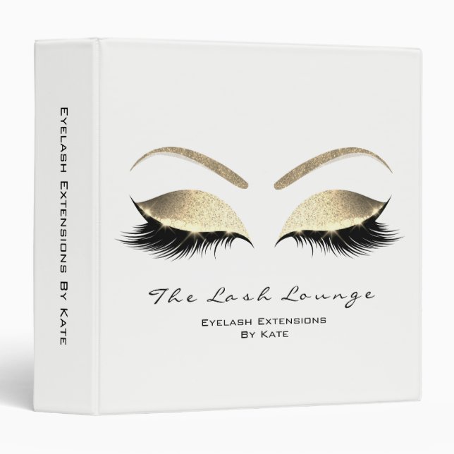 Makeup Beauty Salon Name White Gold Black Eyebrows Binder (Front/Spine)