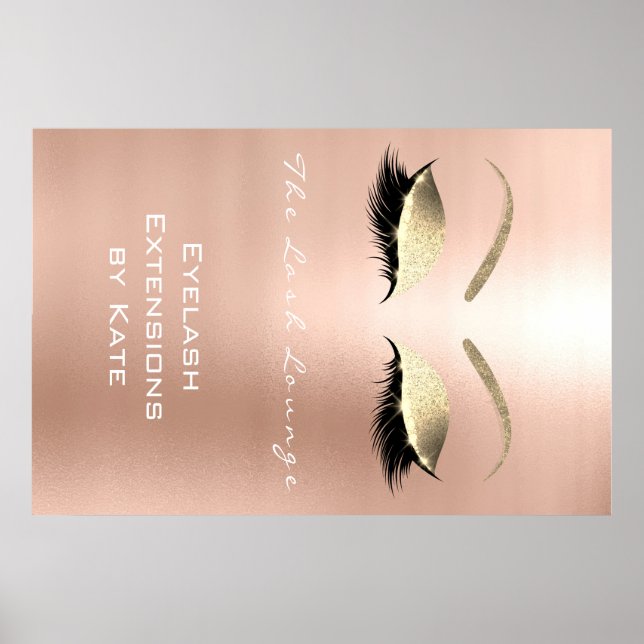 Makeup Beauty Salon Name White Gold Rose Eyebrows Poster (Front)