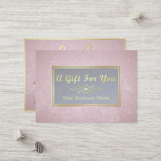 Makeup Beauty Salon Pink & Gold Gift Certificate (Front/Back In Situ)