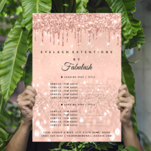 Makeup Beauty Salon Rose Glitter Price List Flyer