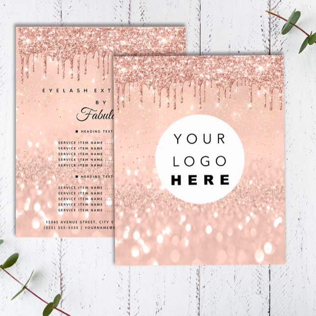 Makeup Beauty Salon Rose Glitter Price Logo Flyer (Makeup Beauty Salon Rose Glitter Price Logo Flyer)