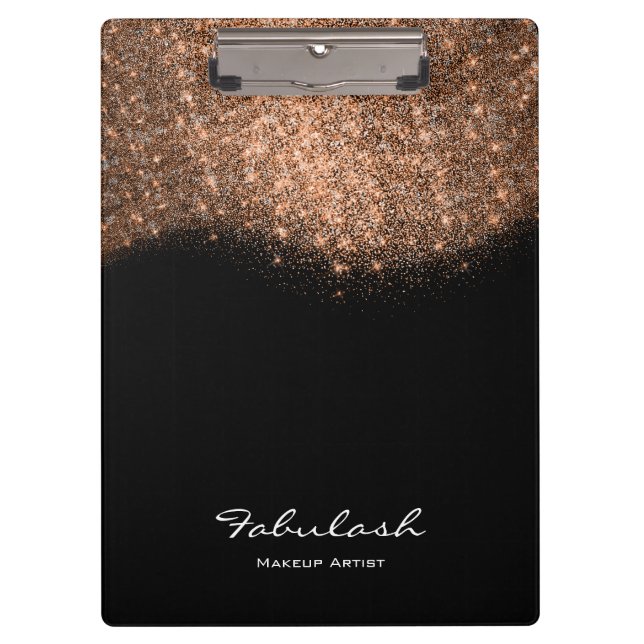 Makeup Beauty Studio Glitter Rose Gold Black White Clipboard (Front)