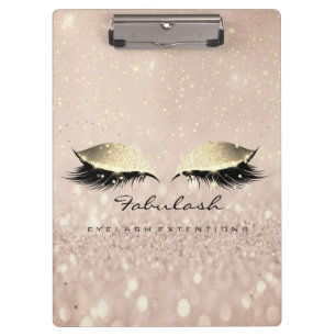 Makeup Beauty Studio Lashes Rose Gold Glitter Clipboard