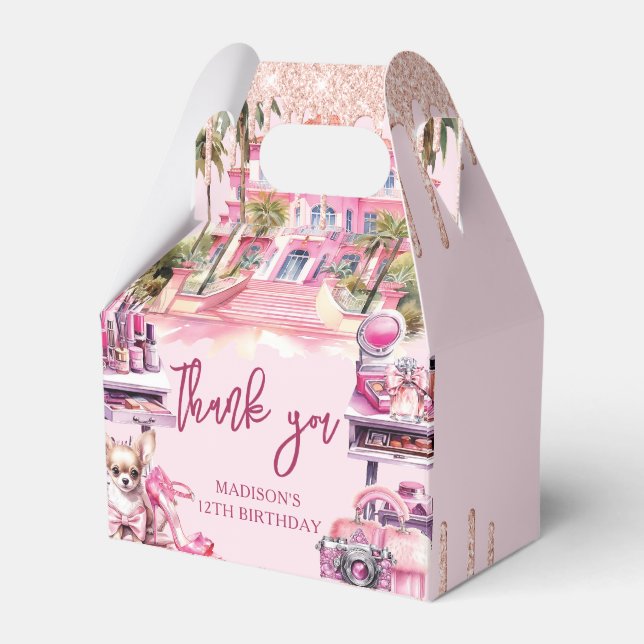 Makeup Birthday Party Personalized Favor Box (Front Side)