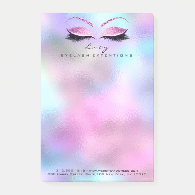 Makeup Blue Lashes Rose Name Web Fuchsia Pink Post-it Notes (Front)