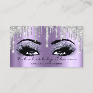 Makeup Brow Eyelash Grey Silver Purple Drips Business Card