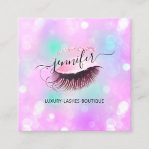 Makeup Brows Eyelash QR Code Logo Beauty Studio Square Business Card