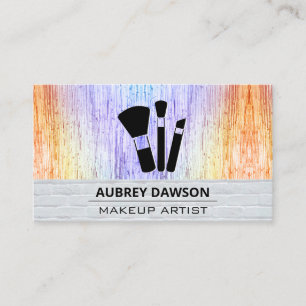 Makeup Brushes   Bricks and Colourful Texture Business Card