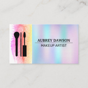 Makeup Brushes Icon Holographic Gradient Business Card