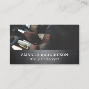 Makeup Brushes   Metal Silver Brushed Business Card