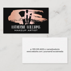 Makeup Brushes   Rose Gold Metallic Brush Stroke Business Card