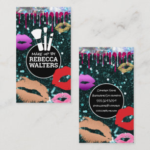Makeup Brushes   Sparkly Glitter   Kisses Business Card