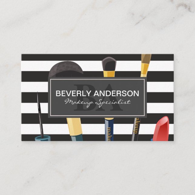 Makeup Brushes | Stripes | Appt Appointment Card (Front)