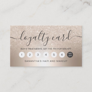 Makeup chic gold glitter ombre metallic foil loyalty card
