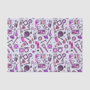 Makeup Cosmetics Illustrated Pink Pattern Tissue Paper