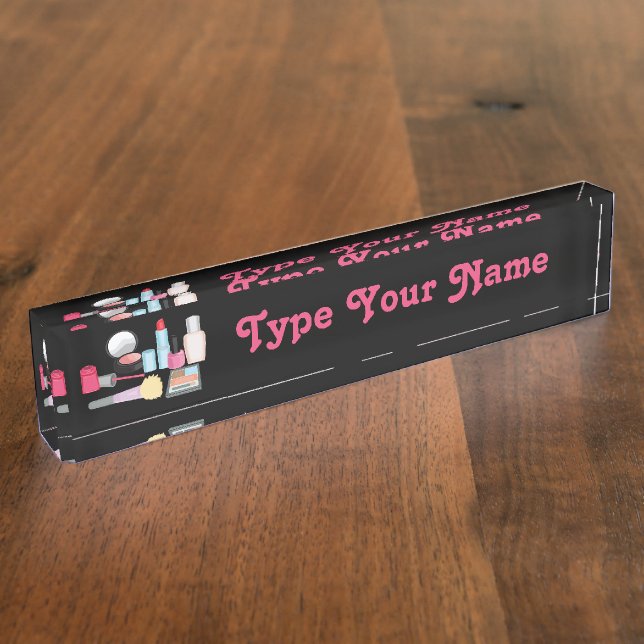 Makeup Design Customizable Name Plate (Side)
