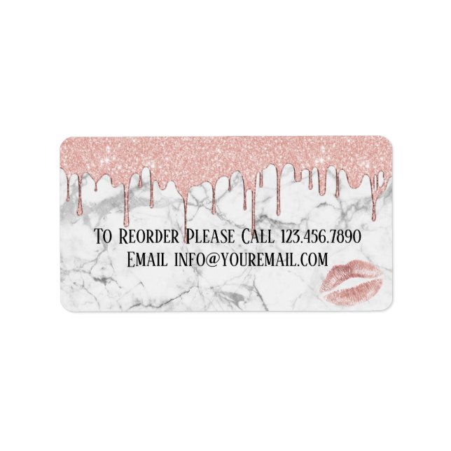 Makeup Distributor Reorder Rose Gold Drips Marble Label (Front)